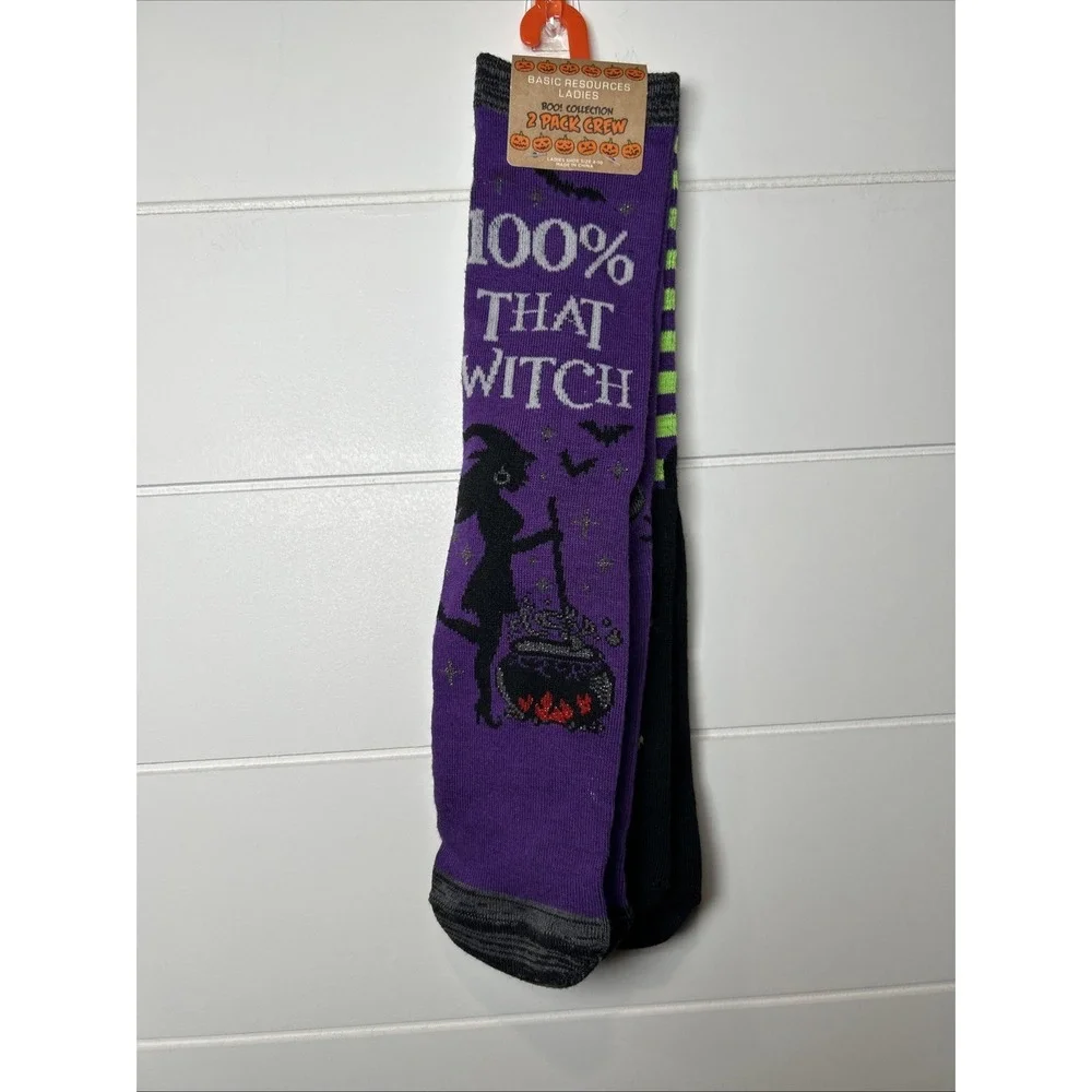 Boo! Collection 2 Pack Crew Socks Women's 4-10 Halloween